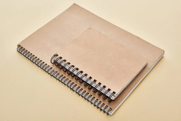 Two Paper Blank Notebooks Beige Background — Stock Photo, Image
