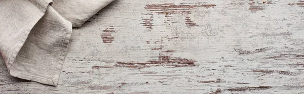 Верхний Вид Скатерти Выветренной Деревянной Текстуре Панорамный Снимок — стоковое фото