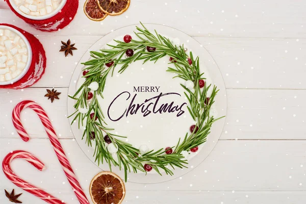 보이는 코코아 크리스마스 파이하얀 크리스마스 삽화가 크리스마스 — 스톡 사진