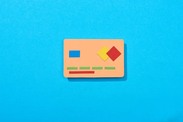 Top View Empty Credit Card Blue Background — Stock Photo, Image