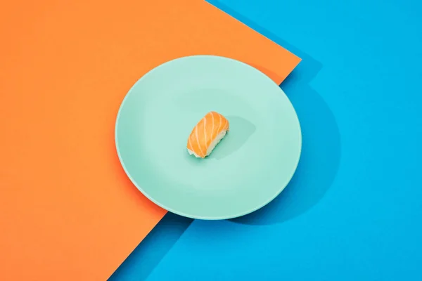 Fresh Nigiri Salmon Blue Orange Surface — Stock Photo, Image