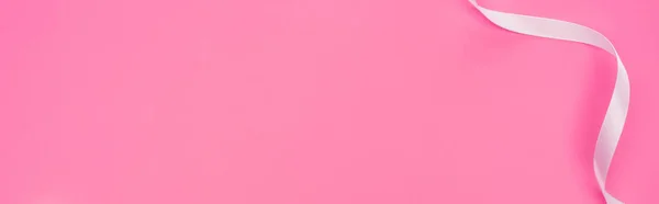 Top View Satin Ribbon Isolated Pink Panoramic Shot — Stock Photo, Image