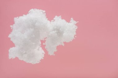 white fluffy cloud made of cotton wool isolated on pink clipart