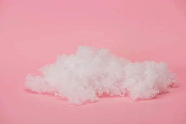 White Fluffy Cloud Made Cotton Wool Pink Background — 스톡 사진