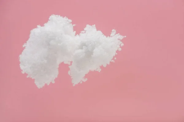 White Fluffy Cloud Made Cotton Wool Isolated Pink — Stock Photo, Image