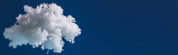 White Fluffy Cloud Made Cotton Wool Isolated Dark Blue Panoramic — Stock Photo, Image