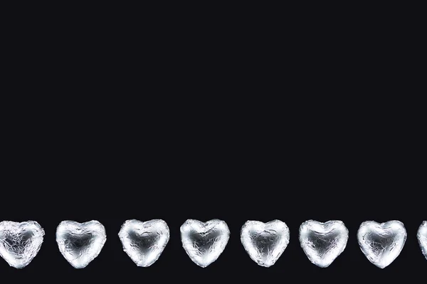 Vista Superior Caramelos Forma Corazón Aislados Negro Con Espacio Copia — Foto de Stock
