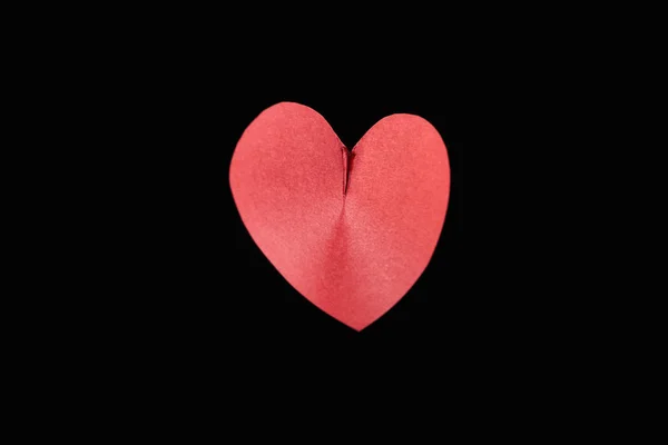 Top View Red Paper Heart Shape Isolated Black — Stock Photo, Image