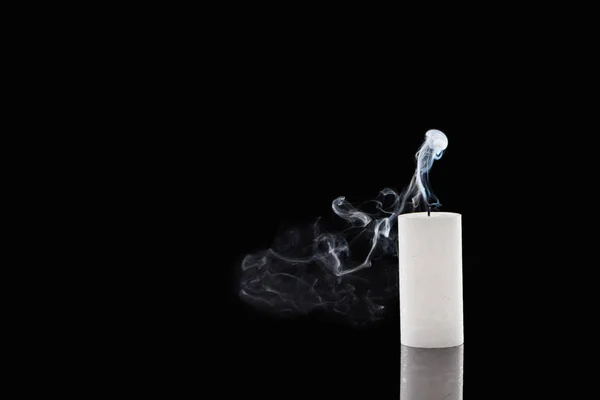 Extinct White Candle Smoke Black Background — Stock Photo, Image