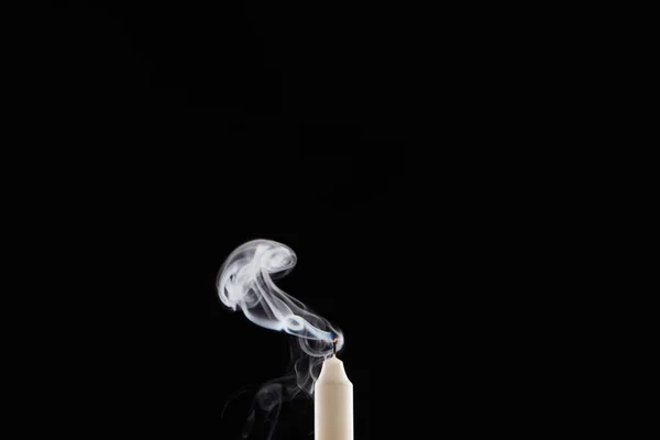 Extinct White Candle Smoke Black Background — 스톡 사진