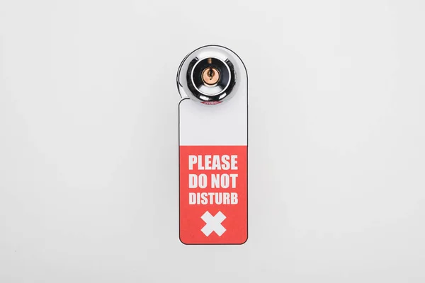 Please Disturb Sign Handle Lock White Background — Stock Photo, Image