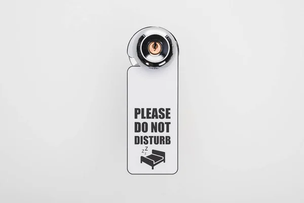 Please Disturb Sign Handle Lock White Background — Stock Photo, Image