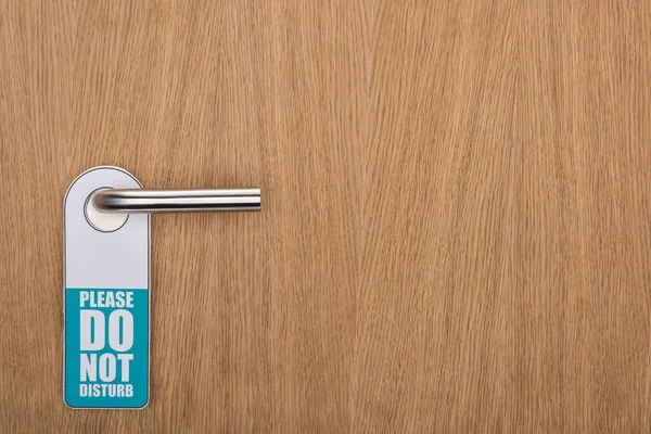 Wooden Hotel Room Door Please Disturb Sign Handle — Stock Photo, Image