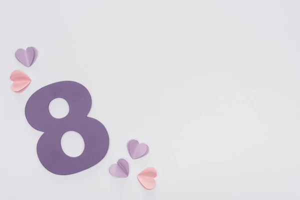 Top View Paper Hearts Number Isolated White — Stock Photo, Image