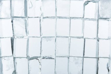top view of transparent clear square ice cubes on mirror clipart