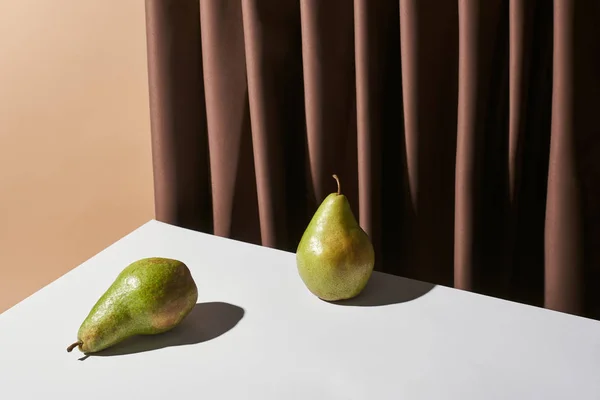 Classic Still Life Pears Table Curtain Isolated Beige — Stock Photo, Image