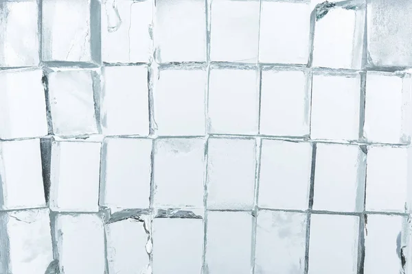 Vista Superior Cubos Hielo Cuadrados Transparentes Espejo — Foto de Stock