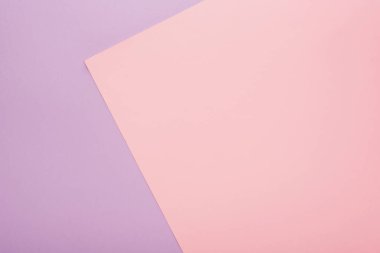 Menekşe ve pembe kağıt dokusunun üst görünümü