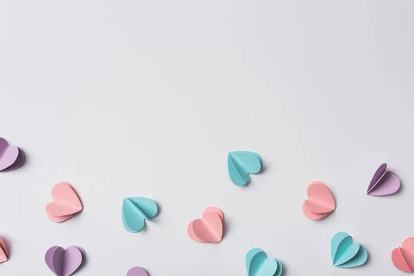 Top View Small Paper Hearts White Background — 스톡 사진