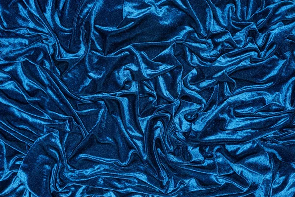 Draufsicht Auf Den Hintergrund Mit Welligem Blauem Tuch — Stockfoto