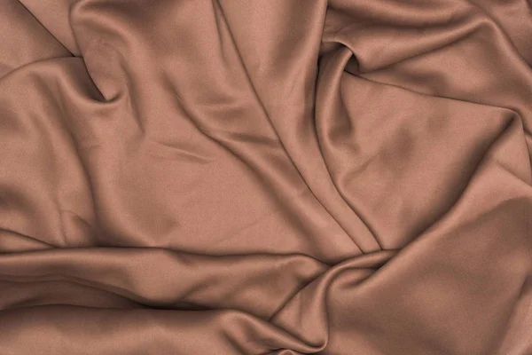 Top View Background Brown Wavy Satin Cloth — Stock Photo, Image