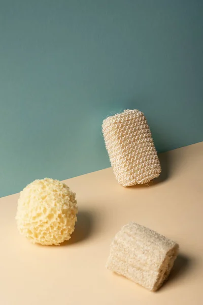 Sponges Beige Grey Zero Waste Concept — Stock Photo, Image