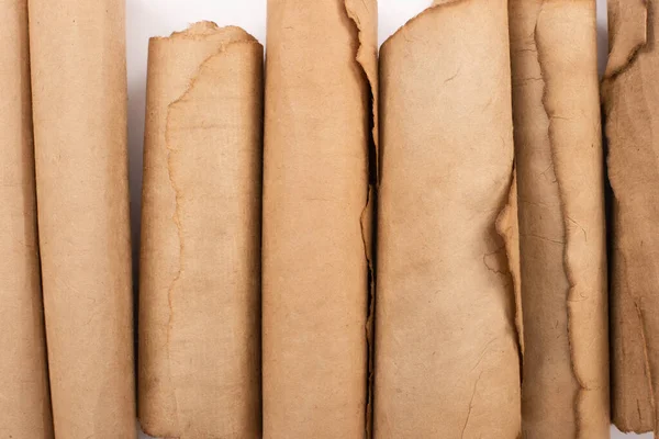 Top View Vintage Rolled Aged Paper White — Stock Photo, Image