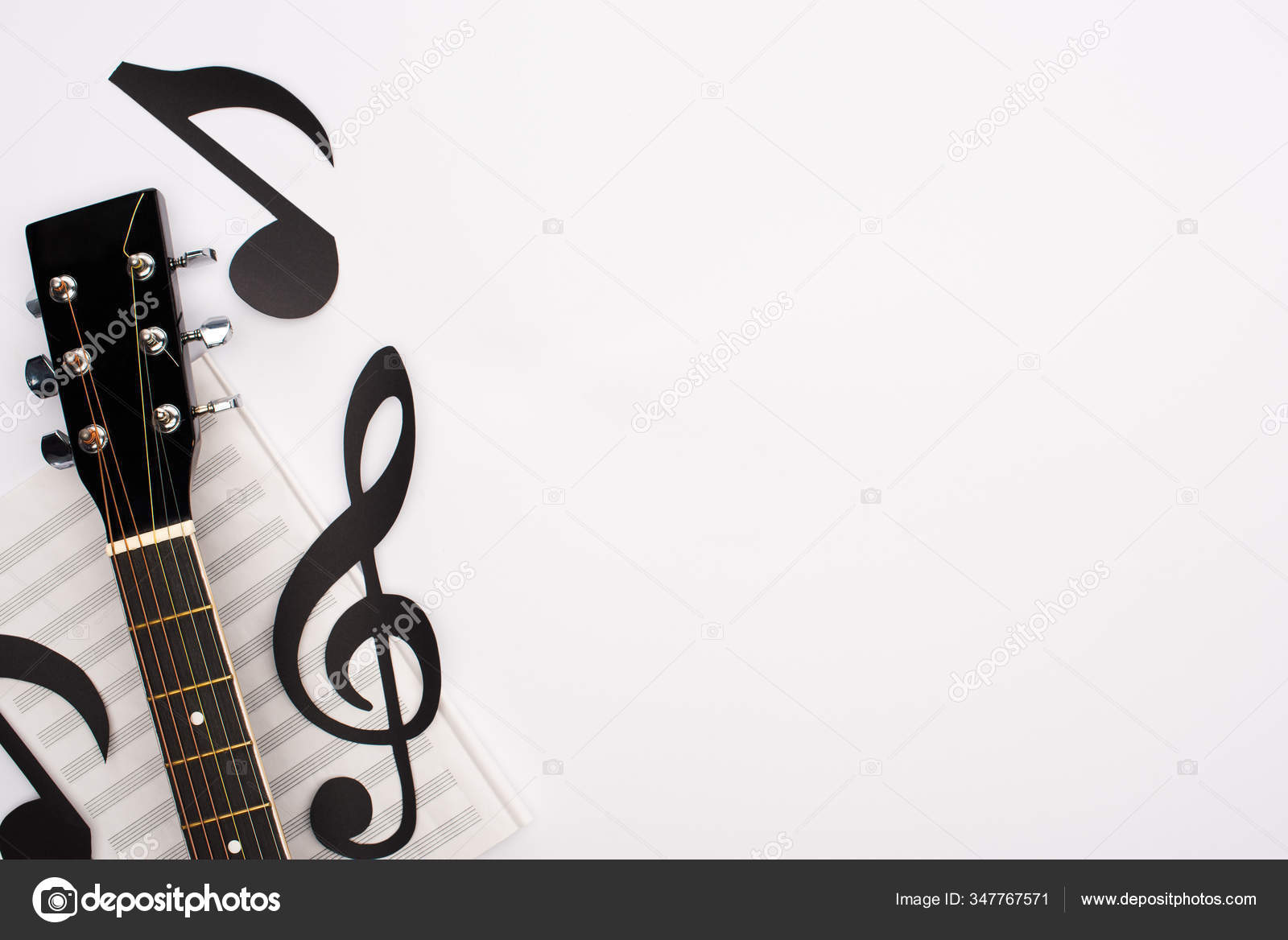 Top View Paper Cut Notes Music Book Acoustic Guitar White Stock Photo by ©VadimVasenin 347767571 Top View Paper Cut Notes Music Book Acoustic Guitar White Stock Photo by ©VadimVasenin 347767571