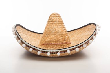 Mexican straw hat on white background clipart