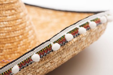 Close up view of mexican sombrero on white background clipart