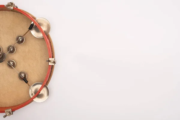 Top View Tambourine White Background — Stock Photo, Image