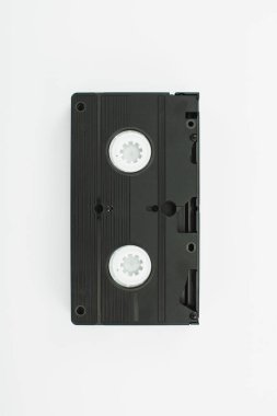 top view of black VHS cassette on white background clipart