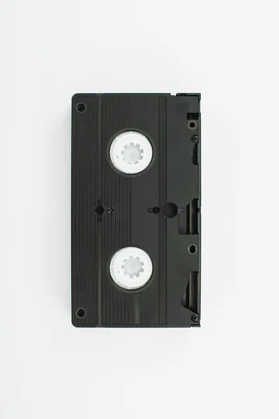 Top View Black Vhs Cassette White Background — Stock Photo, Image