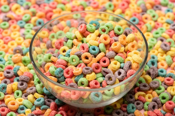 Crujiente Brillante Colorido Desayuno Cereal Tazón — Foto de Stock
