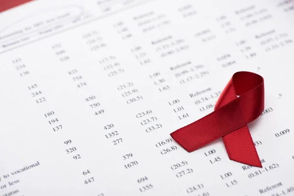 Papper Hiv Resultat Test Formulär Med Medvetenhet Band — Stockfoto