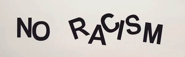 Vista Superior Preto Sem Racismo Lettering Isolado Branco Tiro Panorâmico — Fotografia de Stock