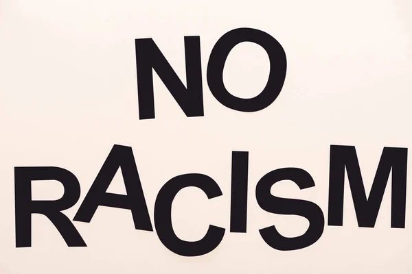 Top View Fekete Nincs Rasszizmus Betű Elszigetelt Bézs — Stock Fotó
