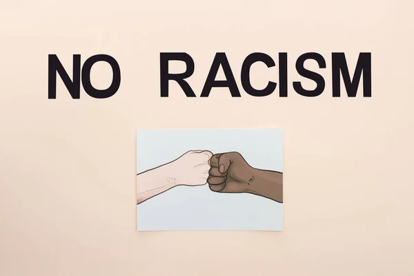 Top View Black Racism Lettering Picture Drawn Multiethnic Hands Doing — Stock Photo, Image