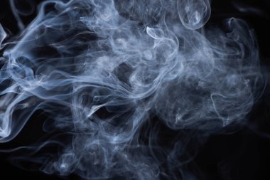 white flowing smoke cloud on black background clipart