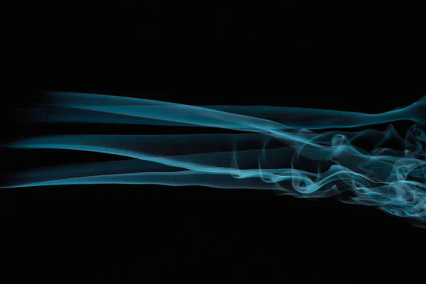 Blue Colorful Flowing Smoke Black Background — Stock Photo, Image