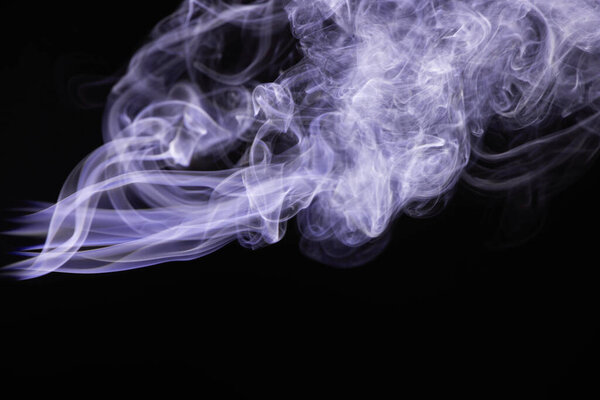 purple colorful flowing smoke on black background