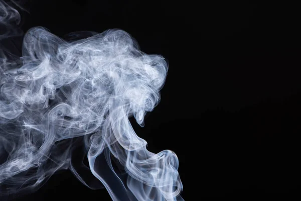 Abstract White Flowing Smoke Clouds Black Background — Stock Photo, Image