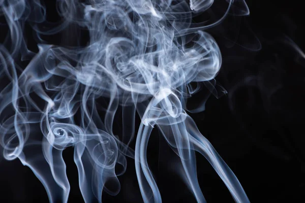 Abstract White Flowing Smoke Black Background — Stock Photo, Image