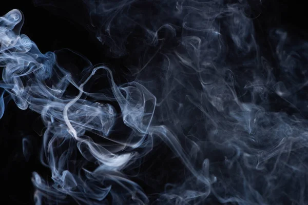 White Flowing Smoke Cloud Black Background — Stock Photo, Image