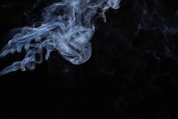 White Flowing Smoke Cloud Black Background Copy Space — Stock Photo, Image