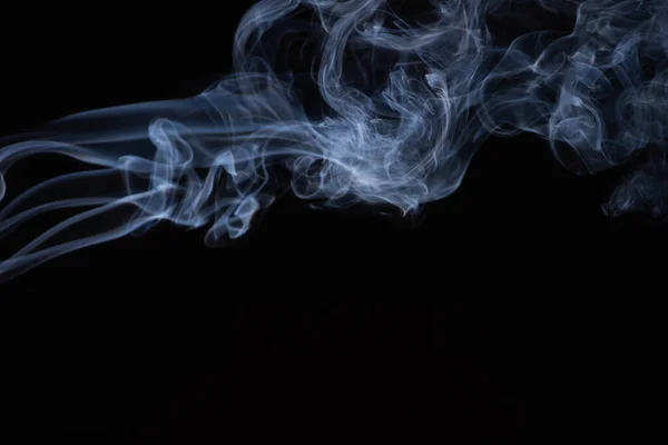 White Flowing Smoke Cloud Black Background Copy Space — Stock Photo, Image