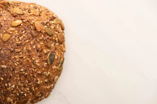 Top View Fresh Whole Wheat Bread Loaf Seeds White Background — Stock Photo, Image