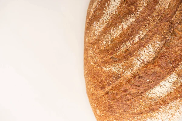 Top View Fresh Bread Loaf White Background Copy Space — Stock Photo, Image