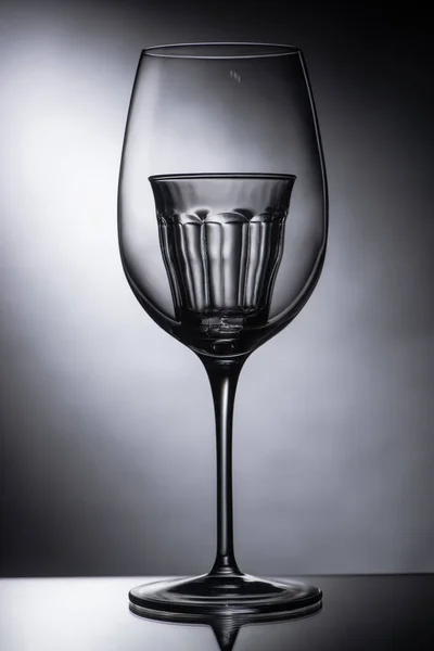 暗い背景のワイングラスに空のショットグラス — ストック写真