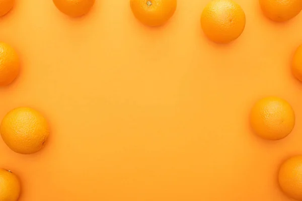 Top View Ripe Juicy Whole Oranges Colorful Background — Stock Photo, Image